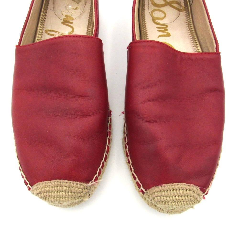 Sam Edelman Khloe Espadrille Flat Loafers Red Leather Slip On